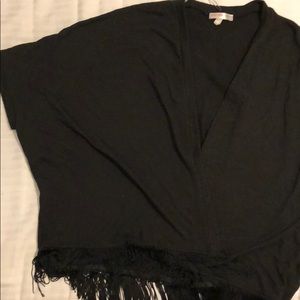 Black fringe kimono top